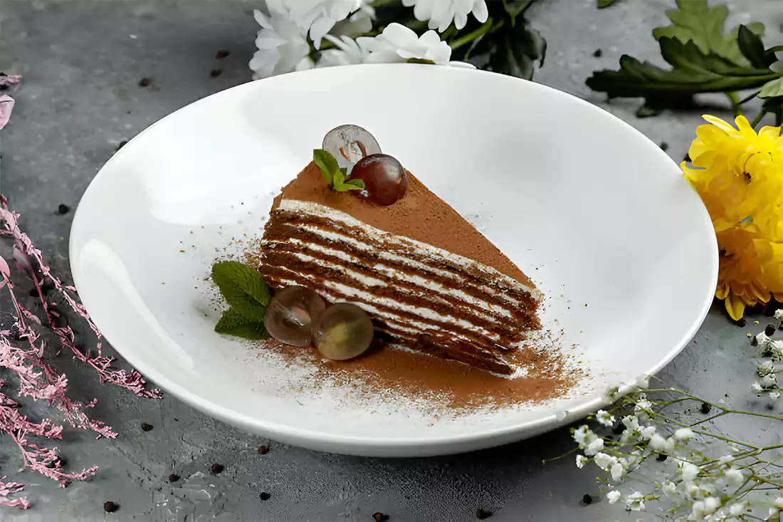 Elegant presentation of a chocolate cake with sophisticated decoration, ready to be served at any celebration