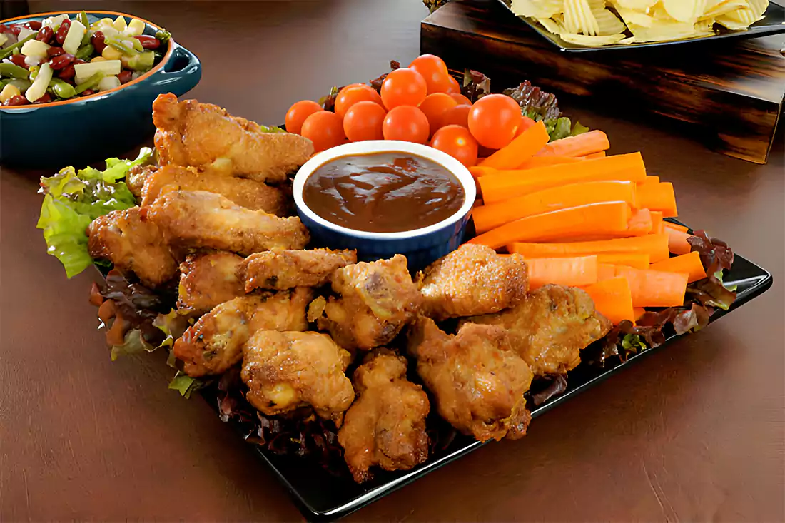 A delicious platter of assorted chicken wings, perfect for parties and gatherings