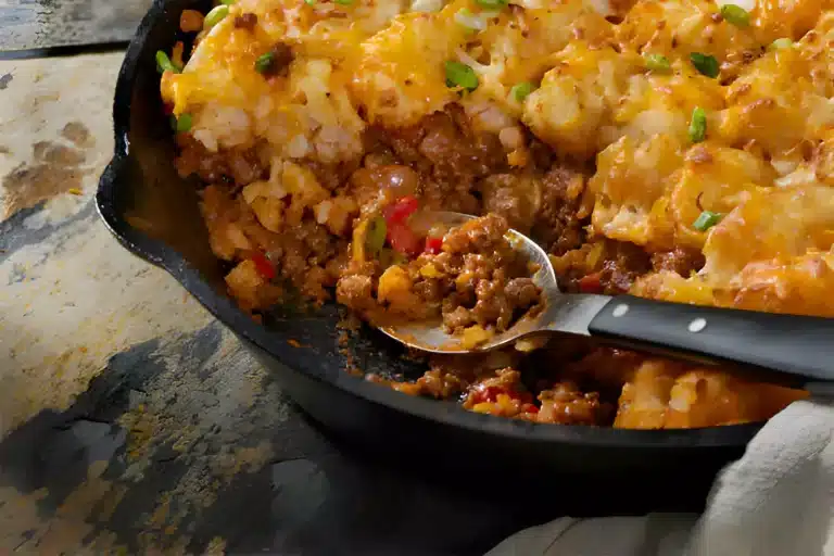 A delicious and hearty Sloppy Joe Casserole served in a baking dish, perfect for family dinners.