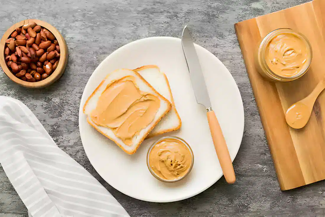 Delicious Peanut Butter Toast on Breakfast Table