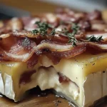 Camembert enrobé de bacon doré au four avec pain frais