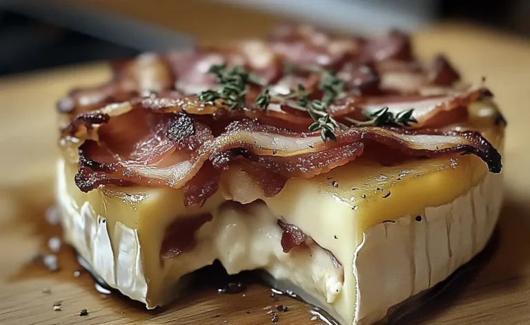 Camembert enrobé de bacon doré au four avec pain frais