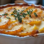 Gratin de pommes de terre doré à la viande hachée sorti du four