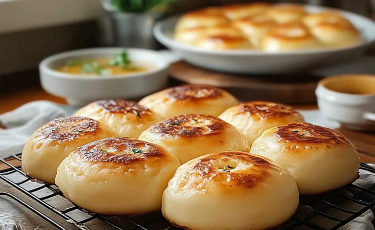 Buns moelleux à la poêle dorés et garnis d'ail et persil