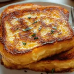 Tranches dorées de pain perdu saupoudrées de sucre glace, servies chaudes dans une assiette