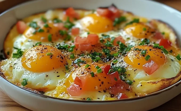 Œufs à l’Espagnole dans une poêle avec poivrons rouges, tomates et persil frais