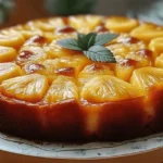 Tranche de cake à l’ananas maison, doré et moelleux, garni de chantilly à la noix de coco et décoré de morceaux d’ananas